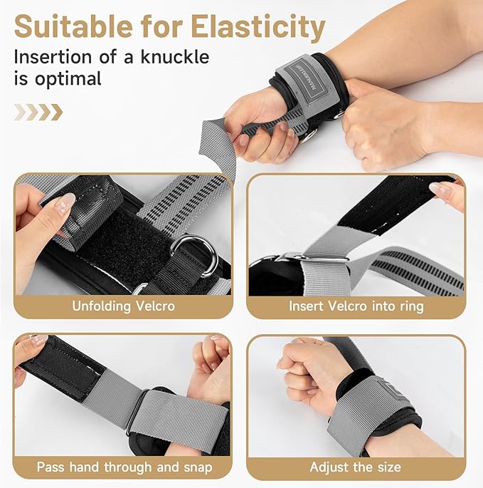 MANUEKLEAR Non-Slip Wrist Straps for Weightlifting Deadlifting, Gym Lifting Straps with D Rings for Cable Machine Workout, 10mm Neoprene Padded Weight lifting Wrist Wraps for Men Women