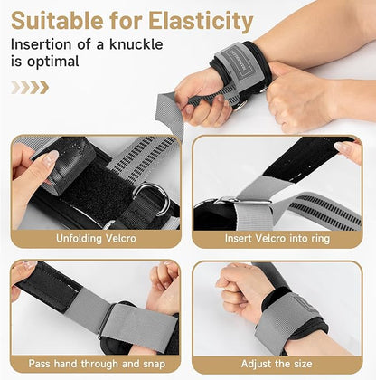 MANUEKLEAR Non-Slip Wrist Straps for Weightlifting Deadlifting, Gym Lifting Straps with D Rings for Cable Machine Workout, 10mm Neoprene Padded Weight lifting Wrist Wraps for Men Women