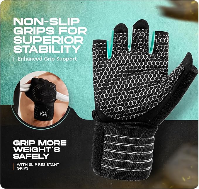 Special Essentials Weight Lifting Gloves for Men & Women – Fingerless Workout Gloves with Non-Slip Grip & Palm Padding for Gym, Training, Cycling & Fitness