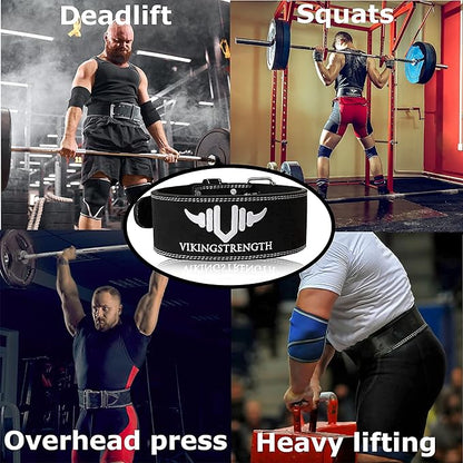 Vikingstrength Premium Weight Lifting Belt with Lifting Straps, Gym Weightlifting Belt for Men and Women, perfect for Squat, Powerlifting, Crossfit and Deadlifting M-4XL + V-Strength Workout App