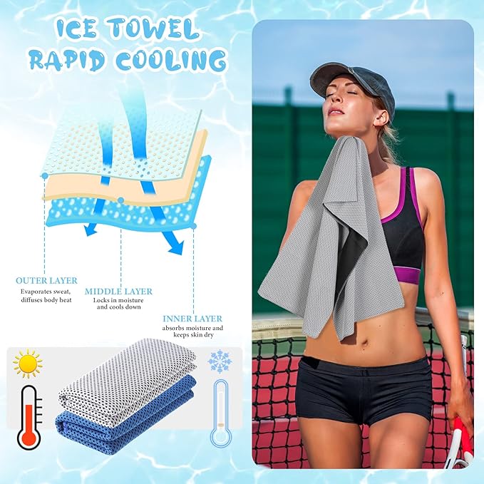 Hosuly 20 Pcs Cooling Towel 47 x 12 Inch Ice Towel for Neck, Microfiber Cool Towel, Breathable Soft Chilly Towel for Yoga, Sports, Gym, Camping, Golf, Running, Fitness, Workout(Vintage Color, 20 Pcs)
