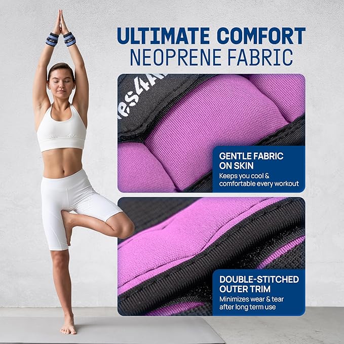Yes4All Adjustable Wrist & Ankle Weights 3.5/5 LB Pair, Leg Weights for Women & Men, Weighted Arm Bands with Removable Sandbags for Fitness, Pilates, Walking, Strength Training - Versatile Colors
