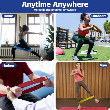 Resistance Bands for Working Out - Exercise Bands Set with Workout Guide - Fabric Elastic Bands for Physical Therapy - Fitness Bands Ideal for Legs Hip Glute