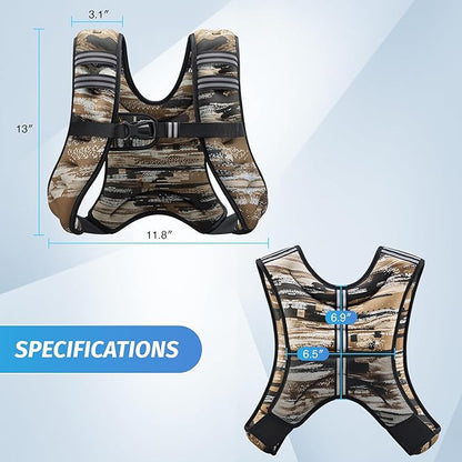 ZELUS Weighted Vest, 6lb/8lb/12lb/16lb/20lb/25lb/30lb Weight Vest with Reflective Stripe for Workout, Strength Training, Running, Fitness, Muscle Building, Weight Loss, Weightlifting