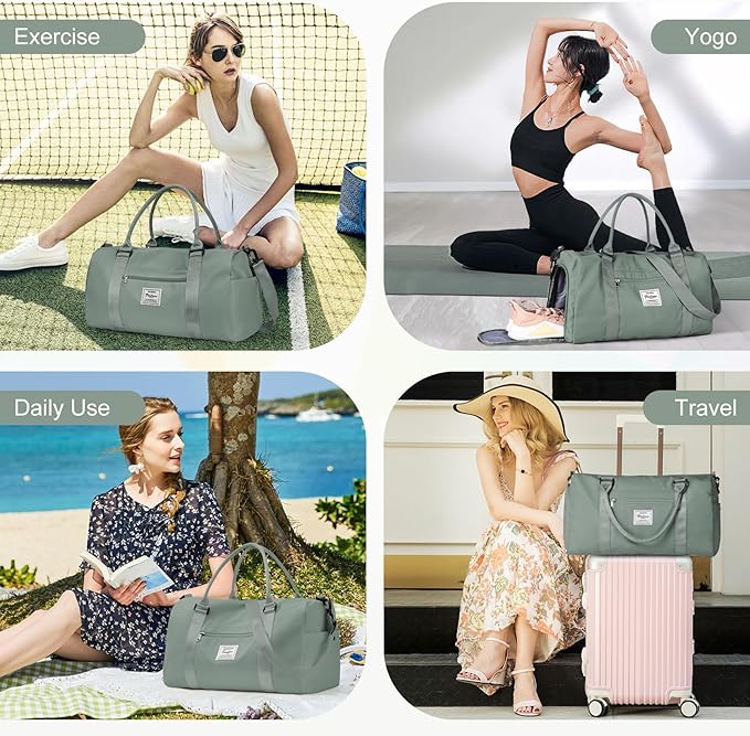 Gym Bagsfor Women Men with Shoes Compartment Sports Duffle Bag Personal item travel Duffel Bags Tote Bags Small Carry on Weekender Overnight Bags Workout Dance Bag Hospital Holdalls Dark Green