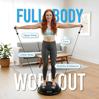 Ativafit Balance Ball Half Exercise Ball Balance Trainer Inflatable Yoga Ball for Home Gym Workouts Core Strength Fitness Half Ball with Resistance Bands, Pump, Support to 660 lbs