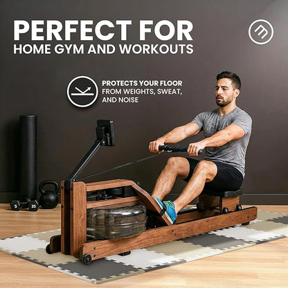 bemaxx Gym Mats Set - 18 pcs EVA Interlocking Foam Floor Tiles (12.6"x12.6"x0.4") 18sqft Protective Gym Flooring Sports Home Workout Exercise Mats Puzzle Garage Fitness Play-Room Pool Treadmill Bike
