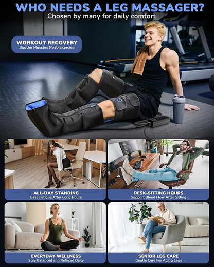 Leg Massager with Heat and Compression : Sequential Compression Boots with 6 Modes,9 Intensity and 3 Heat for Circulation and Pain Relief - Christmas Birthday for Mom, Dad, Athletes, Gym