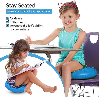 RFAQK Inflated Air Stability Wobble Cushion - Wiggle Seat to Improve Sitting Posture & Attention, Stability Balance Disc for Physical Therapy Exercise [Extra Thick, Pump, Bag, E-Book Included]