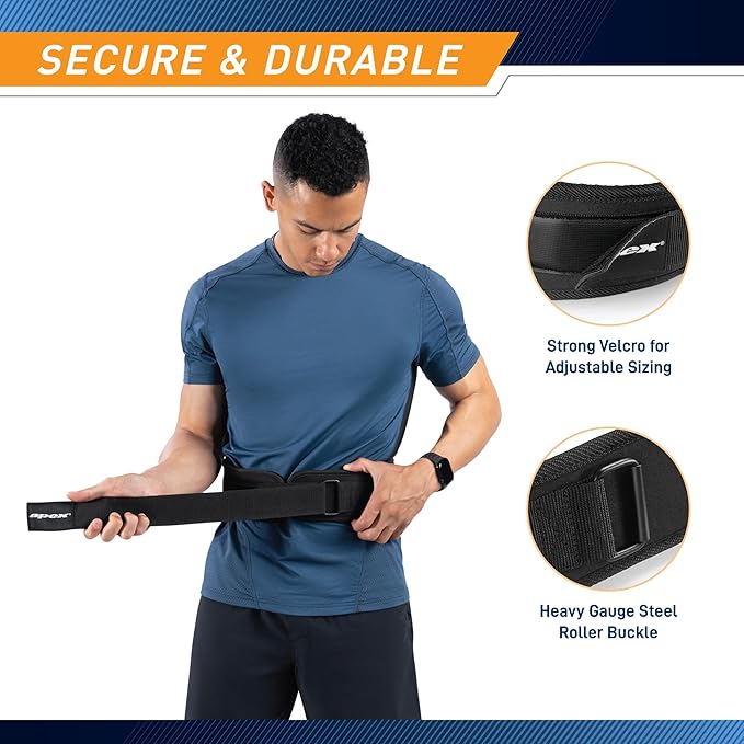 Apex by Marcy Contoured Weightlifting Belt with Flexible Foam Core, Durable Nylon Exterior, Adjustable Fit – Ideal for Strength Training, Deadlifting, Powerlifting, and CrossFit