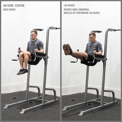 Valor Fitness Power Tower Dip Station - Functional Workout - Pull Ups Chin Ups Knee Raises Leg Raises Dips Machine Push Ups - Home Gym Strength Training Equipment