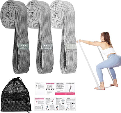 Resistance Bands for Working Out, Fabric Exercise Bands Set of 3, Long Elastic Bands for Exercise with Workout Guide and Carry Bag, Fitness Bands for Strength Training, Yoga, Pilates, Home Workout