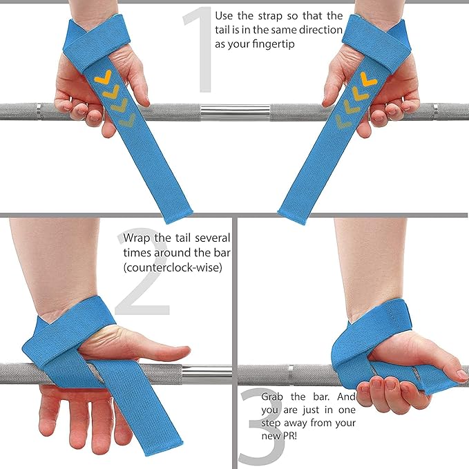 WARM BODY COLD MIND Lasso Lifting Wrist Straps for Cross Training - Rated at 770 lb - Hand Wraps for Olympic Weightlifting, Powerlifting, Weight Lifting, Bodybuilding Strength Deadlift Gym Bar, Cotton