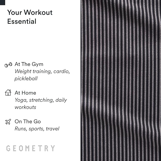 GEOMETRY Gym Towels for Working Out - Double-Sided, Compact & Quick Dry, Super Absorbent Microfiber Sweat Towel - Premium Microfiber for Gym - in Line, 16" x 30", 1 Piece