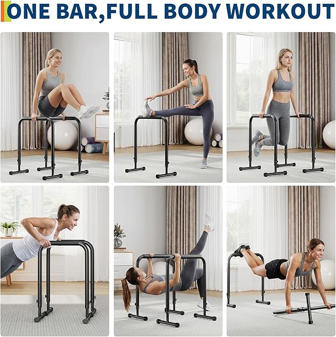 GarveeLife Adjustable Dip Bars Station, Heavy Duty Dip Stands, 440LBS Stable Dip Stands for Home Gym, Portable Dip Bar for Calisthenics & Upper Body Workout Equipment
