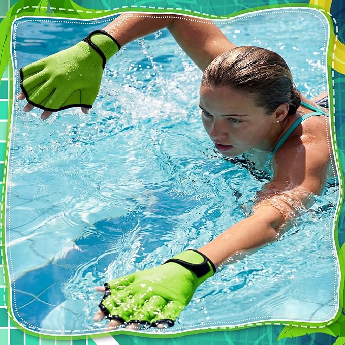 Hungdao Water Aerobics Set for Aquatic Exercise Include Foam Water Dumbbell Swim Aquatic Cuffs Ankle Arm for Sport Swimming Glove Pool Resistance Weights Fitness Equipment for Workout Training
