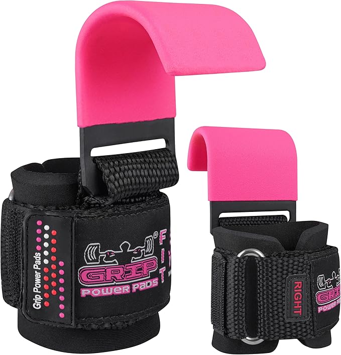 Weight Lifting Rod Hooks Heavy Duty Wrist Wraps Power Weight Lifting Training Gym Grips Straps Set of 2