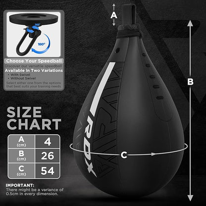 RDX Speed Bag Boxing Ball, Maya Hide Leather Dodge Striking Target with Additional Bladder, MMA Muay Thai Punching Workout Kicking Martial Arts Training Home Gym Exercise Speedball