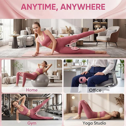 Pelvic Floor Exerciser for Women, Inner Thigh & Glute Trainer, Adjustable Resistance, Quiet Auto-Return, Portable Hip Trainer for Leg/Butt/Arm Workouts at Home or Office