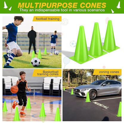 12 Inch Durable Cones,12pcs Versatile Plastic Traffic Cones and Soccer Cones for Sports Training,Agility Drills,Parking Safety,Basketball Training,Football Training.
