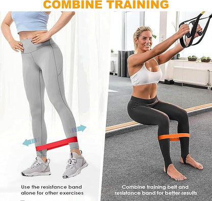 Resistance Training Kit, 2 Adjustable Bodyweight Resistance Bands with Handles + 1 Door Anchor + 5 Resistance Loop Bands for Working Out Hold up to 600 lbs Home Gym Equipment