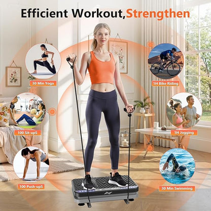 AXV Vibration Plate Fitness Platform Exercise Machine Vibrating Shaking Full Body Shaker Workout Vibrate Stand Shake Board Sport Gym for Weight Loss Fat Burner for Women Men