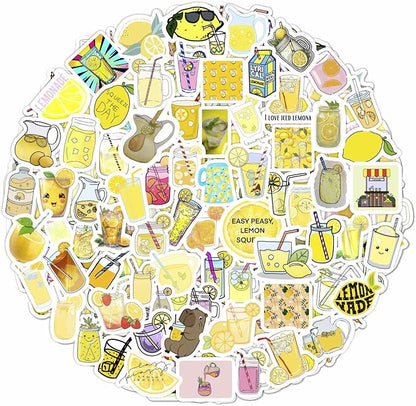 BulbaCraft Lemonade Stickers for Water Bottle and Laptop - Waterproof Vinyl Lemonade Decals, Gifts for Women & Men