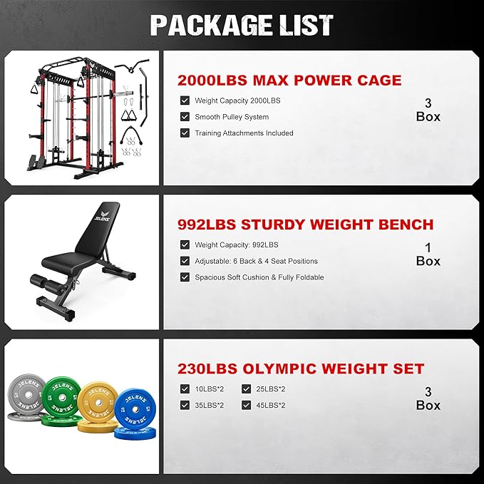 M21 Smith Machine, Multi-Function Power Cage with Dual Pulley Cable Crossover System, 2000LBS All-in-One Squat Rack with Smith Bar and Attachments for Home Gym Strength Training