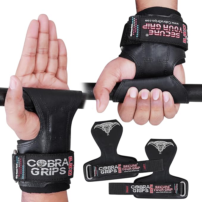 Cobra Grips PRO Weight Lifting Gloves Heavy Duty Straps Alternative with Power Lifting Hooks Padded Wrist Support for Deadlifts & Bodybuilding
