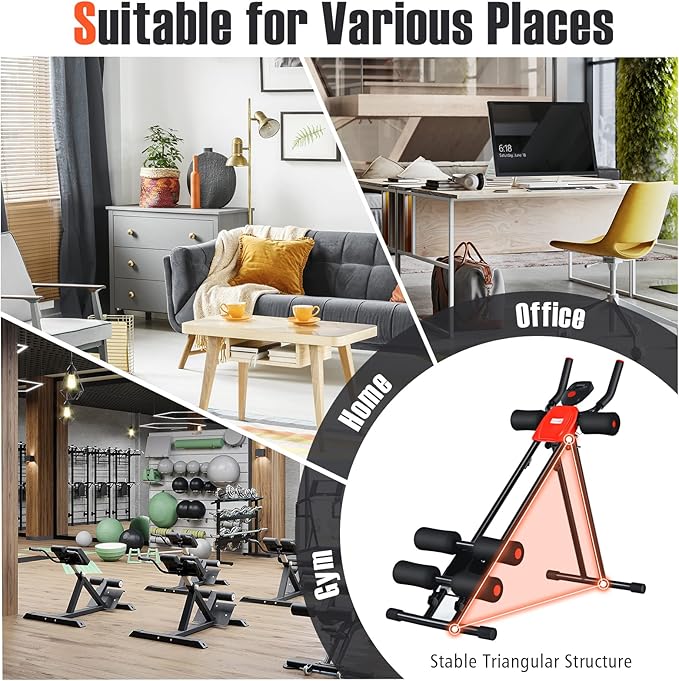GYMAX Ab Machine, Abdominal Fitness Trainer with 3 Adjustable Resistance & LCD Monitor, Whole Body Workout Equipment Core Waist Cruncher for Home Gym Strength Training