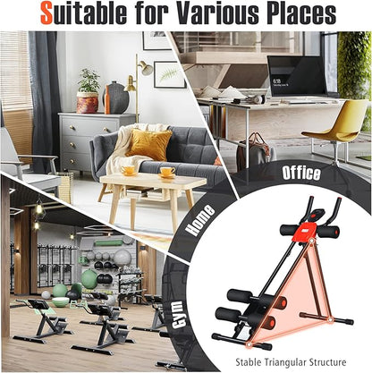 GYMAX Ab Machine, Abdominal Fitness Trainer with 3 Adjustable Resistance & LCD Monitor, Whole Body Workout Equipment Core Waist Cruncher for Home Gym Strength Training