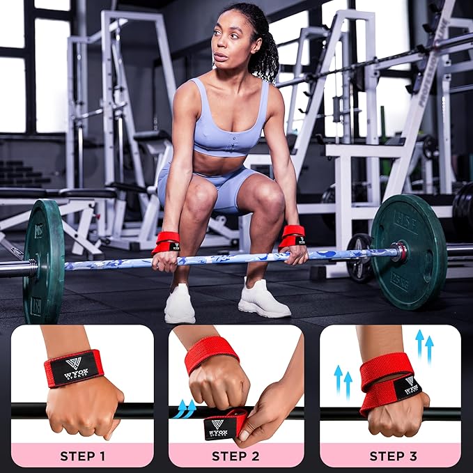 WYOX Figure 8 Weight Lifting Straps for Weightlifting Heavy Duty Deadlifting Workout Straps | Wrist Wraps Gym Equipment Gear Men Women PAIR