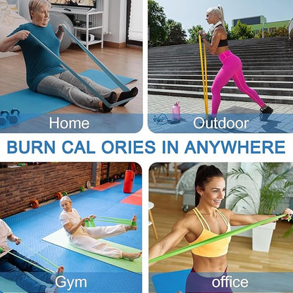 5 Pcs Professional Resistance Bands. Latex-Free, Pilates Band, Work Out Bands, Stretch Bands for Working Out Women or Men, Exercise Bands Set for Pilates, Physical Therapy, Yoga
