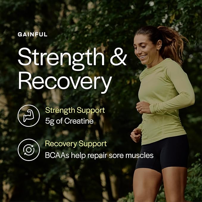 Gainful High Intensity Pre Workout Powder with 200mg Caffeine, 5g Creatine, Watermelon Flavor, Supports Energy, Strength, Endurance, & Recovery with BCAAs, Beta Alanine, L-Citrulline, 20 Servings
