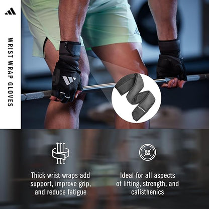Adidas Wrist Wrap Training & Weightlifting Gloves, Fingerless Workout Gloves
