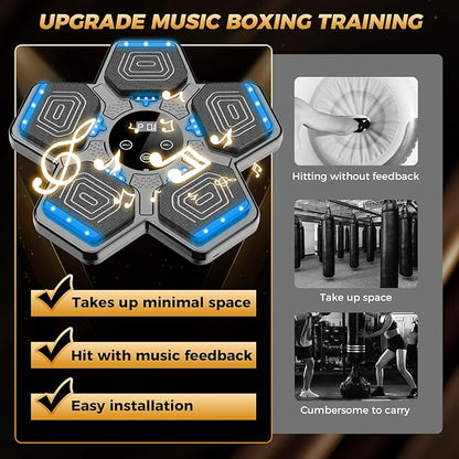 2026 Music Boxing Machine for Adults and Kids, Smart Bluetooth Boxing Training Equipment with Gloves Wall Mounted, Workout Punching Machine for Home,Office and Gym