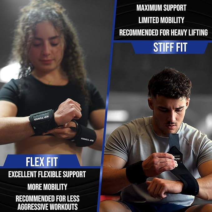Rip Toned Wrist Wraps for Weightlifting – USPA & USAPL Approved 18" Wrist Straps for Powerlifting – Adjustable, Durable Gym Wraps with Thumb Loop – Maximum Support for Men & Women