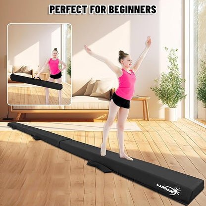 MARFULA 6 FT / 8 FT / 9 FT / 10 FT Folding Gymnastic Balance Beam for Kids with Carry Bag for Home and Club Use
