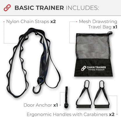 Portable Home Gym Multi-functional Basic Fitness Freedom Workout Equipment Comes in Basic, Intermediate, Advanced or Deluxe Sizes and Comes in Black or Silver