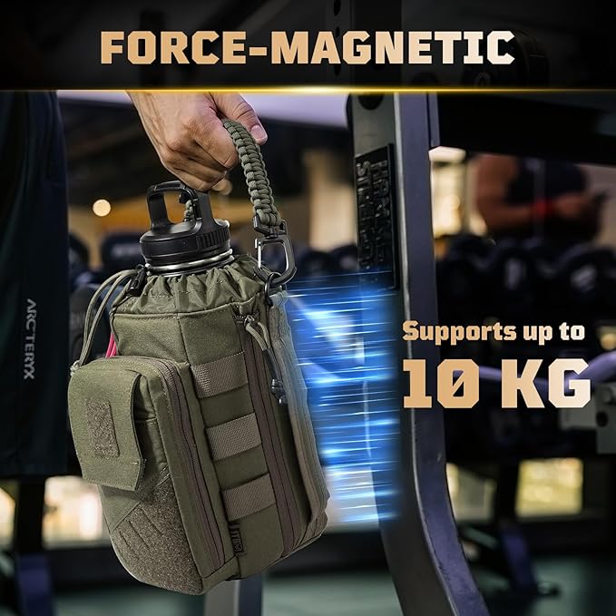 Magnetic Gym Bag for Men,Magnetic Gym Water Bottle Bag with Phone Pockets&40 64oz Multiple Size, Water Bottle Holder with Adjustable Shoulder, Ideal for Fitness,Sports,Travel