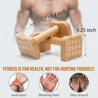 TOPZEA 2 Pcs Wooden Parallettes Push Up Bars, Solid Beech Wood Calisthenics Equipment Non-Slip Push Up Handle Stand for Handstand & Strength Training, Calisthenics, Home Gym & Floor Workouts