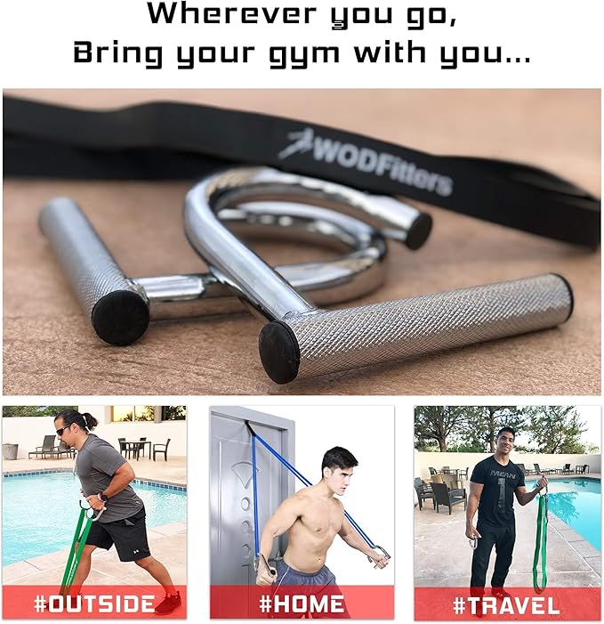 WODFitters Home Gym Handles - Portable Home Gym Workout Equipment for Resistance Bands - Full Body Workout Kit for Home and Travel - KX10 Handle Set (No Bands)
