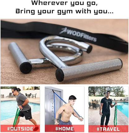 WODFitters Home Gym Handles - Portable Home Gym Workout Equipment for Resistance Bands - Full Body Workout Kit for Home and Travel - KX10 Handle Set (No Bands)