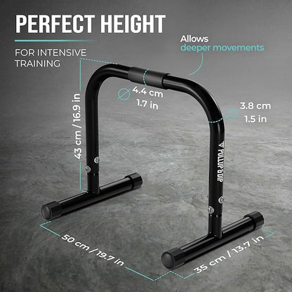 PULLUP & DIP Fitness Parallettes, Medium Parallette Bars For Calisthenics, Crossfit & Gymnastics, Handstand Bars With Extra Wide Handle & No Wobbling