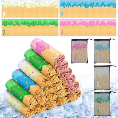 Peryiter 20 Pcs Ice Cream Drip Baseball Towel 40 x 12 Inch Breathable Ice Towel with Storage Bag Quick Dry Baseball Team Gift Fitness Camping Gym Running Sports Party Favors Men Women Coach Gift