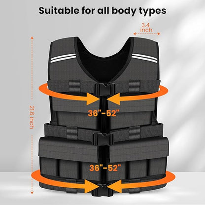 Adjustable Weighted Vest for Men Woman With Shoulder Pads 18lbs | 30lbs | 40lbs, Weight Vest For Walking, Rucking, Cross Training, Running, Muscle Building - Breathable, Comfortable, Washable