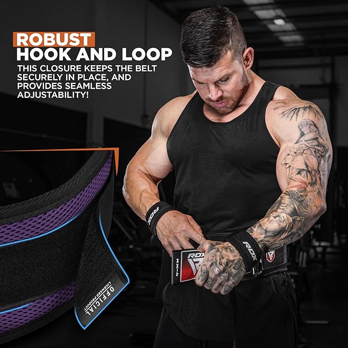 RDX Weight Lifting Belt, Curved Padded Back Lumbar Support, Fitness, Core Exercise Workout Bodybuilding Powerlifting Deadlifts Squats, Ladies Gents Men Women Home Gym Equipment