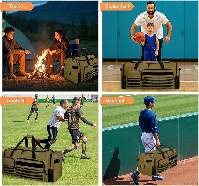 Goloni 130L Heavy Duty Large Duffle Equipment Bag,Catchers Gear Bag with Shoe Compartment,Baseball Duffle Bag