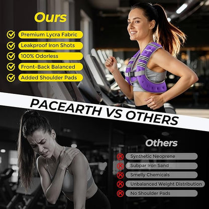PACEARTH Weighted Vest,6lb/8lb/10lb/12lb/16lb/20lb/25lb/30lb Weight Vest with Reflective Stripe, Body Weight Vests for Women, Men, Weight Loss Workout, Strength Training, Running, Walking, Jogging
