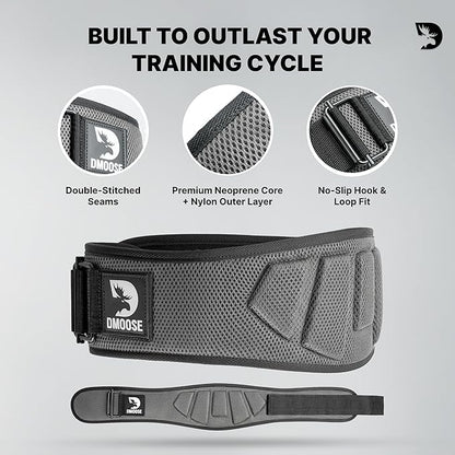 DMoose Fitness Weight Lifting Belt for Squats, Deadlift & Intense Workout - 6" Adjustable Fit Auto Lock Weightlifting Belt for Men & Women - Neoprene Gym Belts for Stability & Lumbar Back Support